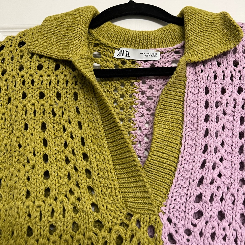 Zara Chunky Color Block Sweater - Picture 2 of 5